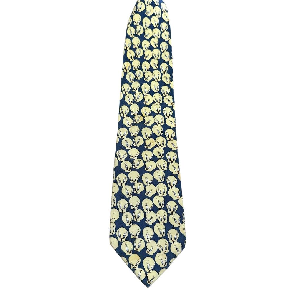 Vintage Silk Necktie Tweedy Bird Warner Brothers 1995 Blue Yellow Collectible